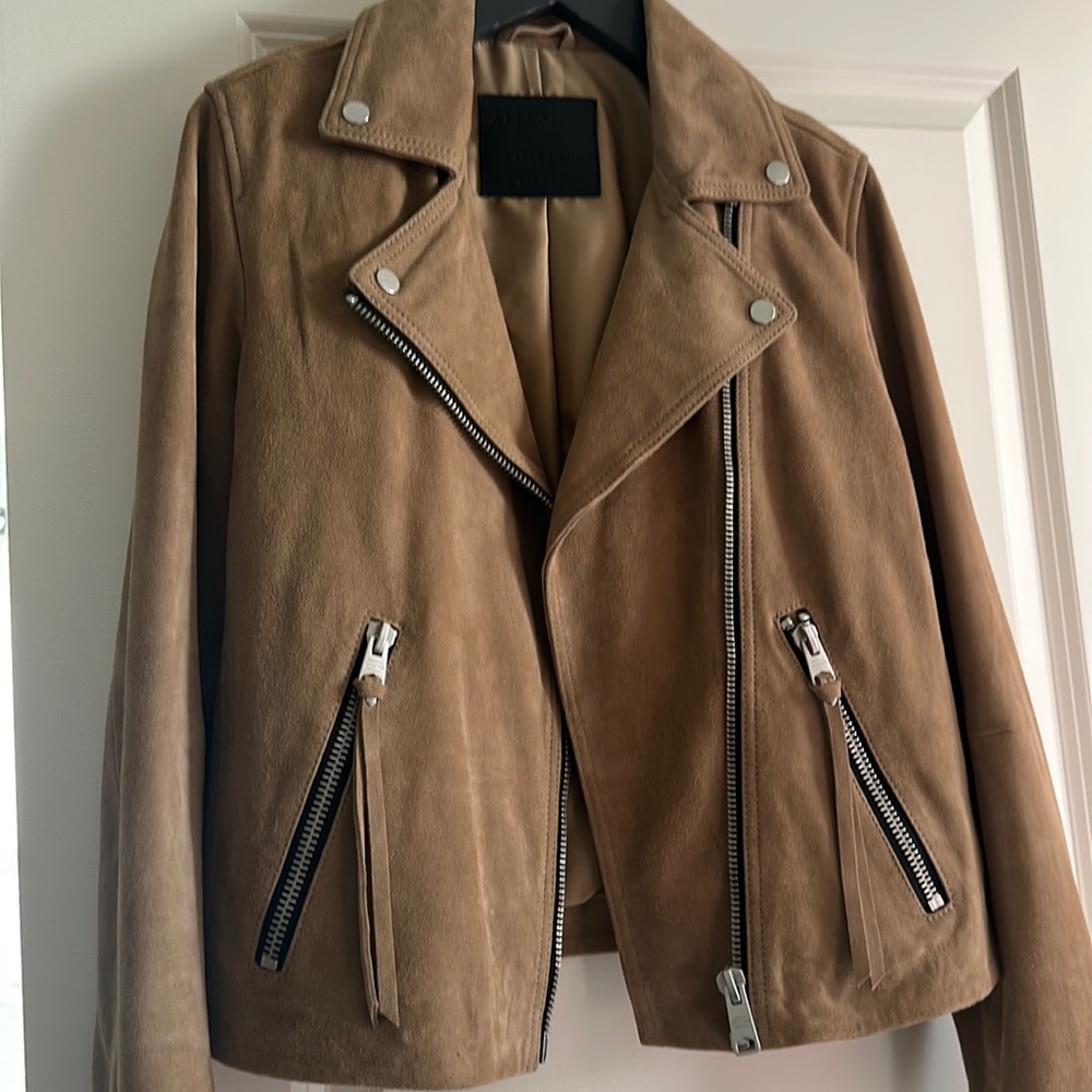 Womens All Saints Suede Dalby Biker jacket